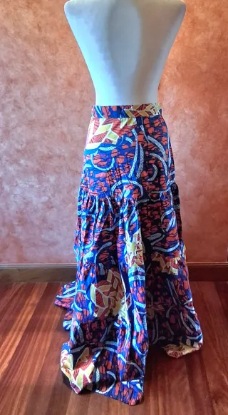 Falda Larga Desigual Estampada