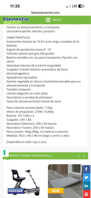 Scooter Eléctrico Movilidad Reducida