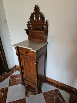 Mesita de noche madera y mármol