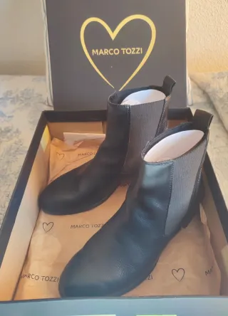 Botines Marco Tozzi Piel Negros