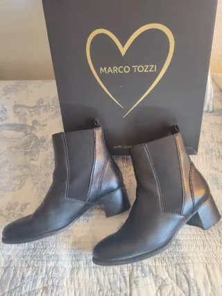 Botines Marco Tozzi Piel Negros