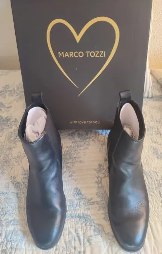Botines Marco Tozzi Piel Negros
