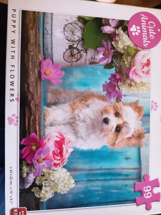 Puzzle Cachorro con Flores 99 Piezas