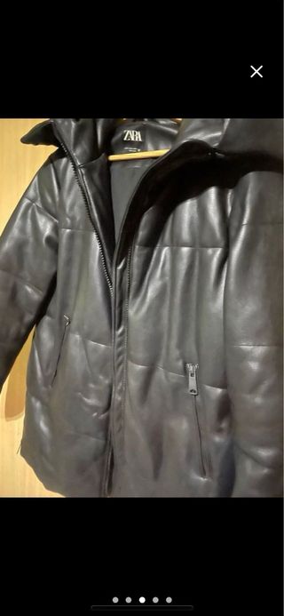 Abrigo polipiel acolchado Zara negro