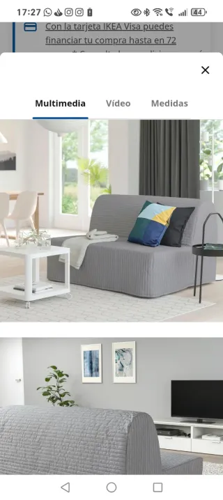 Sofá cama IKEA LYCKSELE MURBO gris
