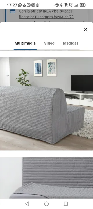 Sofá cama IKEA LYCKSELE MURBO gris