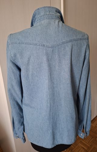 Camicia denim pizzo macramè anni '90