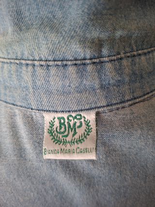 Camicia denim pizzo macramè anni '90