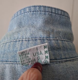 Camicia denim pizzo macramè anni '90