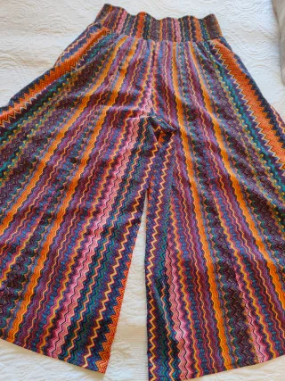 Pantalón ancho estampado zig-zag