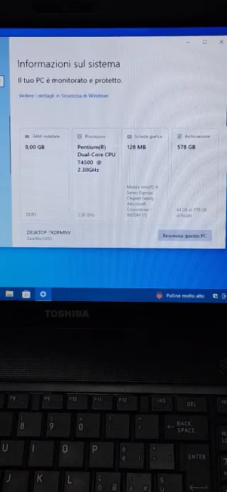 Toshiba Satellite C650 8gb 120Ssd+500Hd W10+Office