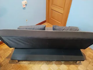 Sofá Cama Gris Tela y Metal