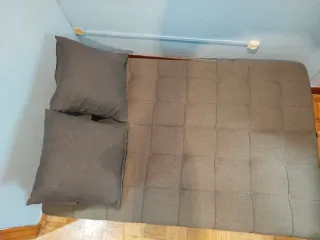 Sofá Cama Gris Tela y Metal