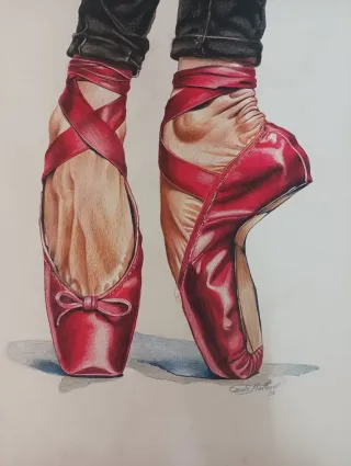 Dibujo a mano de zapatillas de ballet