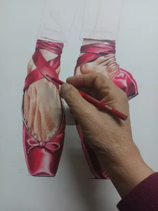 Dibujo a mano de zapatillas de ballet