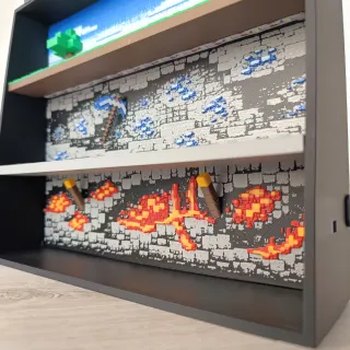 Diorama Minecraft con Portale UV e Torce LED