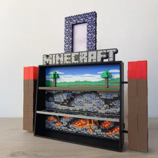 Diorama Minecraft con Portale UV e Torce LED