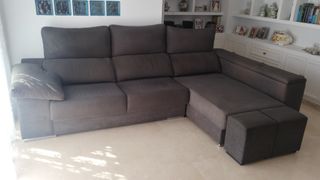 Sofá Cama Chaise Longue Gris con Almacenaje