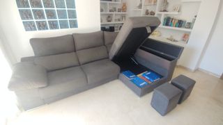 Sofá Cama Chaise Longue Gris con Almacenaje
