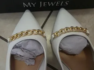 Décolleté MY JEWELS bianche con catena oro