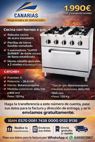 Cocina Industrial 5 Fuegos con Horno