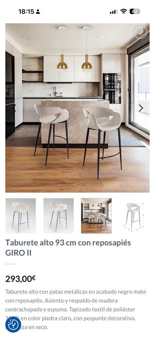 3 Taburetes sillón de bar beige y negro