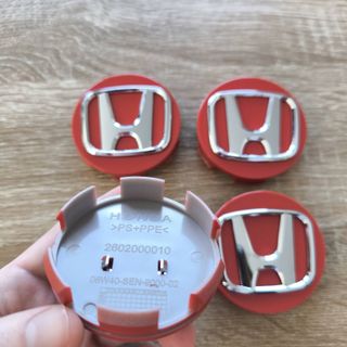 TAPABUJES HONDA 58mm ROJO BRILLO Y EMBLEMA CROMADO