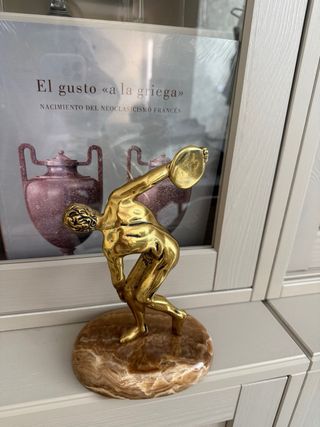 Figura Discóbolo Bronce Base Mármol