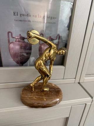 Figura Discóbolo Bronce Base Mármol