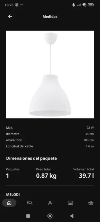 Lámpara de techo IKEA blanca