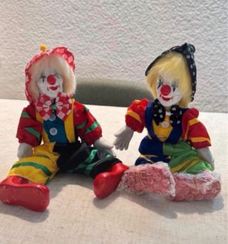 Pareja de payasos vintage años 70 porcelana retro
