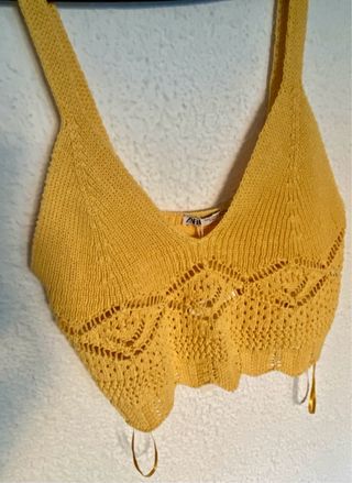 Top Zara Crochet Amarillo