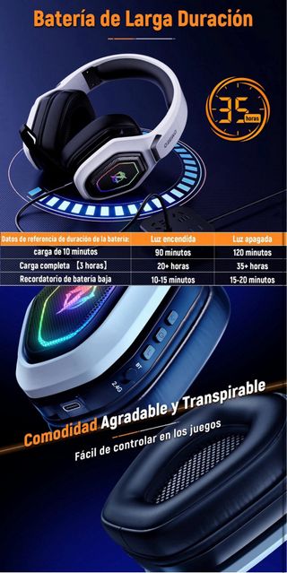 Cascos Gaming OZEINO Inalámbricos Bluetooth Nuevo