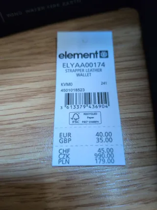 Cartera Element Strapper Cuero Negro Sin Usar