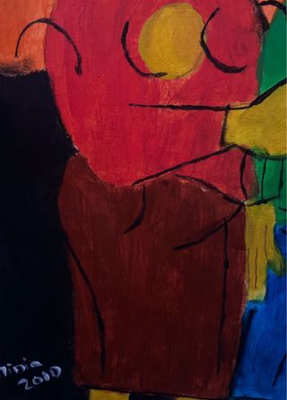 Cuadro abstracto figuras madera