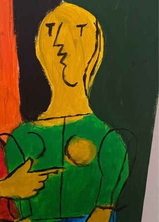 Cuadro abstracto figuras madera