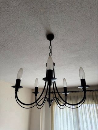 Lámpara de techo forja negra 5 brazos