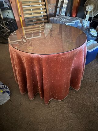 Mesa camilla redonda cristal y tela