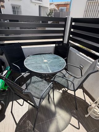 Mesa y 4 Sillas Exterior Cristal