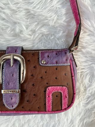 Borsa Guess marrone, viola e rosa