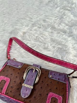 Borsa Guess marrone, viola e rosa