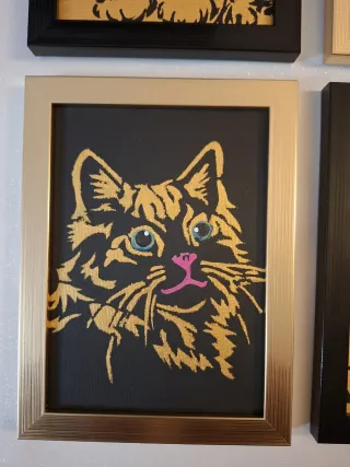 Set 4 Quadri Gatti Nero Oro