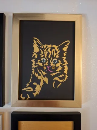 Set 4 Quadri Gatti Nero Oro