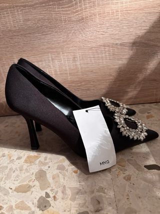 Zapatos Mango Negros Tacón Joya
