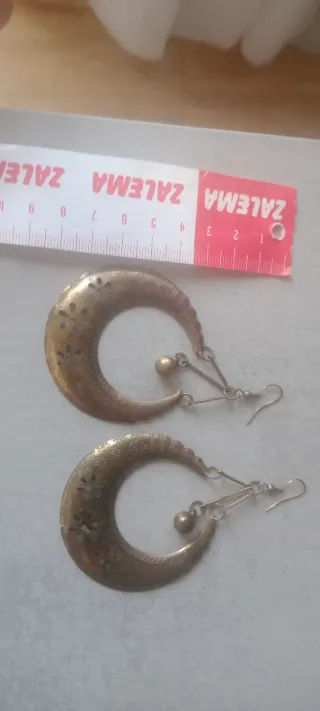 Pendientes aro media luna bronce latón