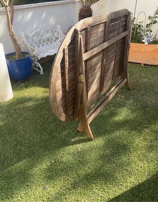 Mesa plegable madera maciza y 4 sillas terraza