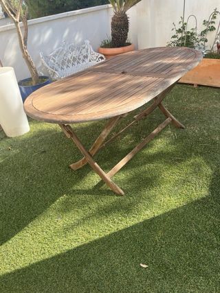 Mesa plegable madera maciza y 4 sillas terraza