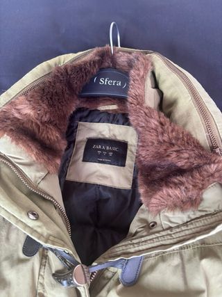 Parka Zara Mujer Verde Militar