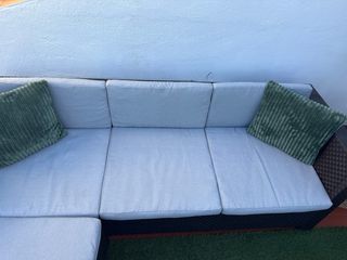 Conjunto Muebles Jardín Ratán Marrón y Gris