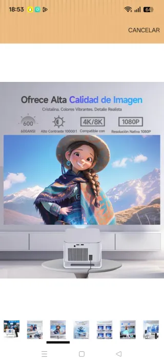 Proyector Portátil Alwtniet 4K 8K Full HD